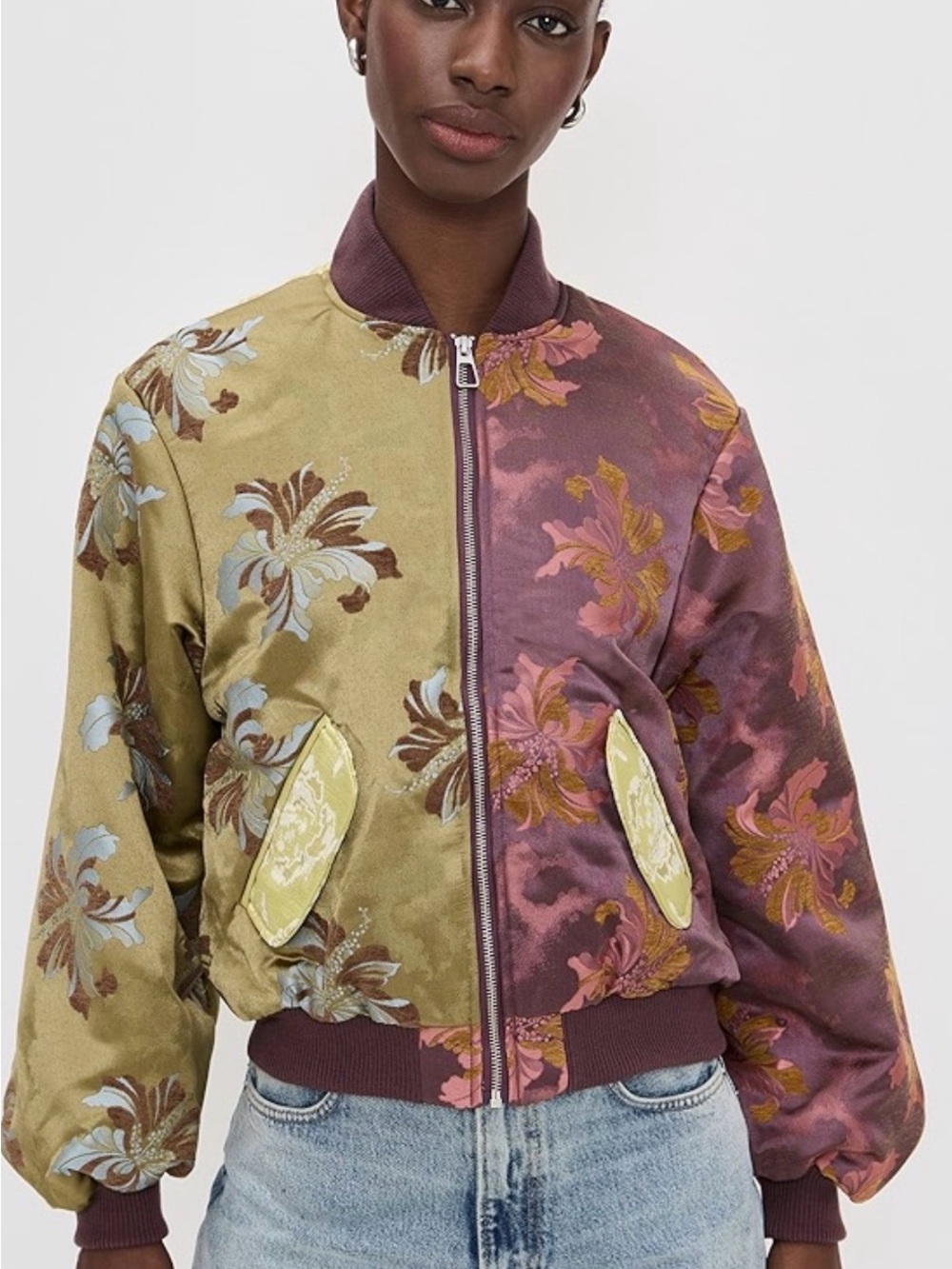 Alemais Adrianna Floral Jacquard Bomber Jacket